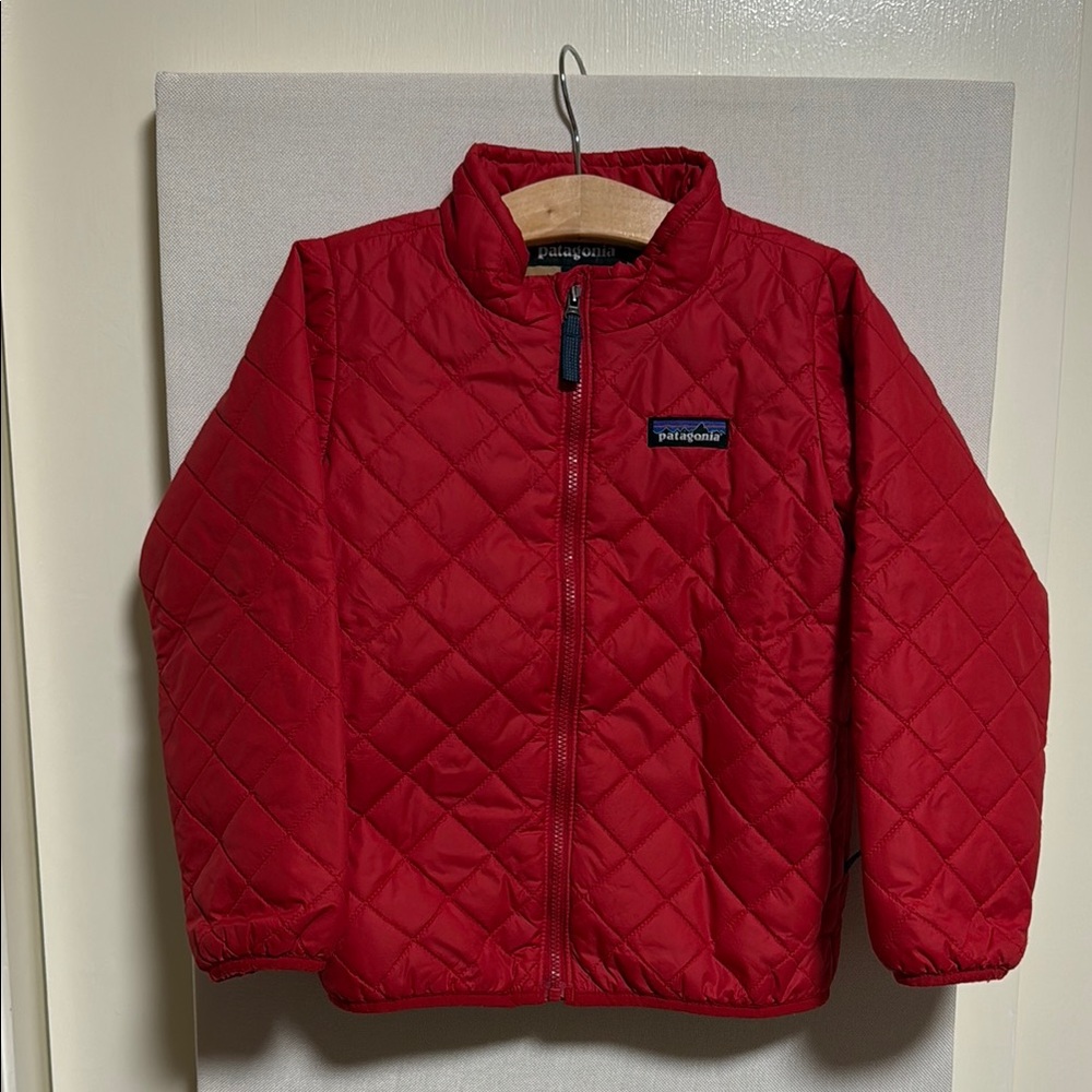 Patagonia Red Puffer Jacket with Quilted Design